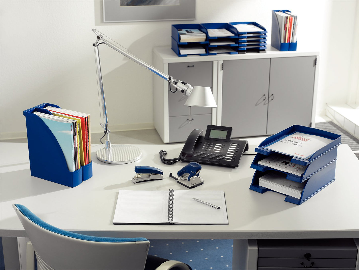 Leitz A4 Letter Tray, Slim, Blue, Plus Range, 52370035