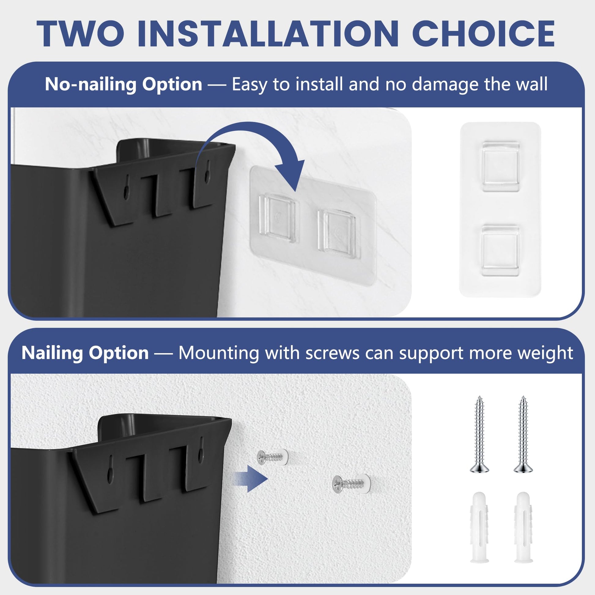 JOMOLA No Drilling File Holder 2 Pack Mail Organizer Wall Mount File Organizer Holder Office Wall