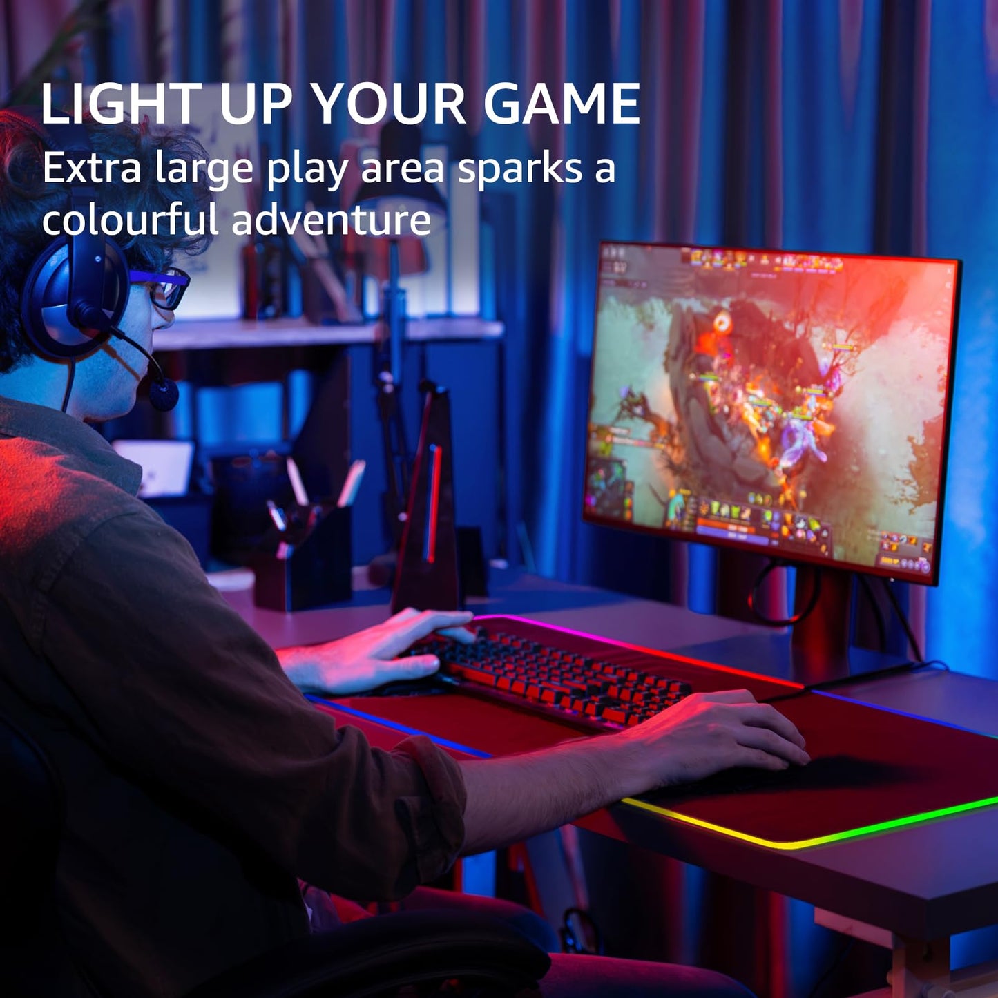 KTRIO RGB Large Gaming Mouse Pad, 31.5 x 15.7 in, RGB Black, XXL