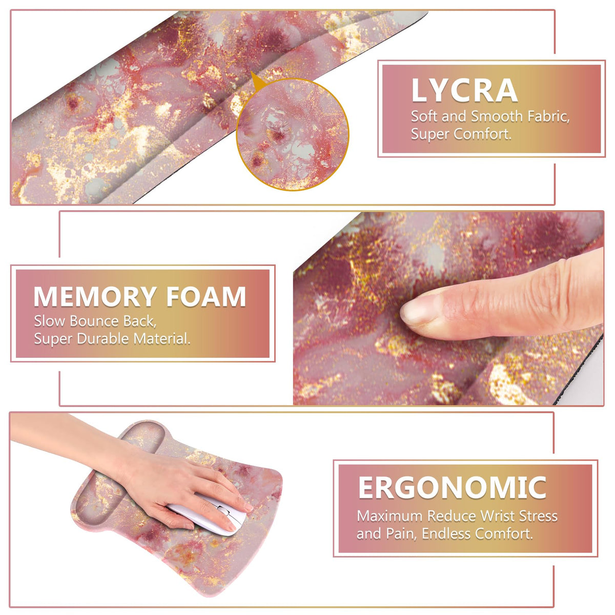 AIMSA Mouse Pad Wrist Support Set Keyboard Wrist Rest, Ergonomic Memory Foam Non-Slip Base Easy