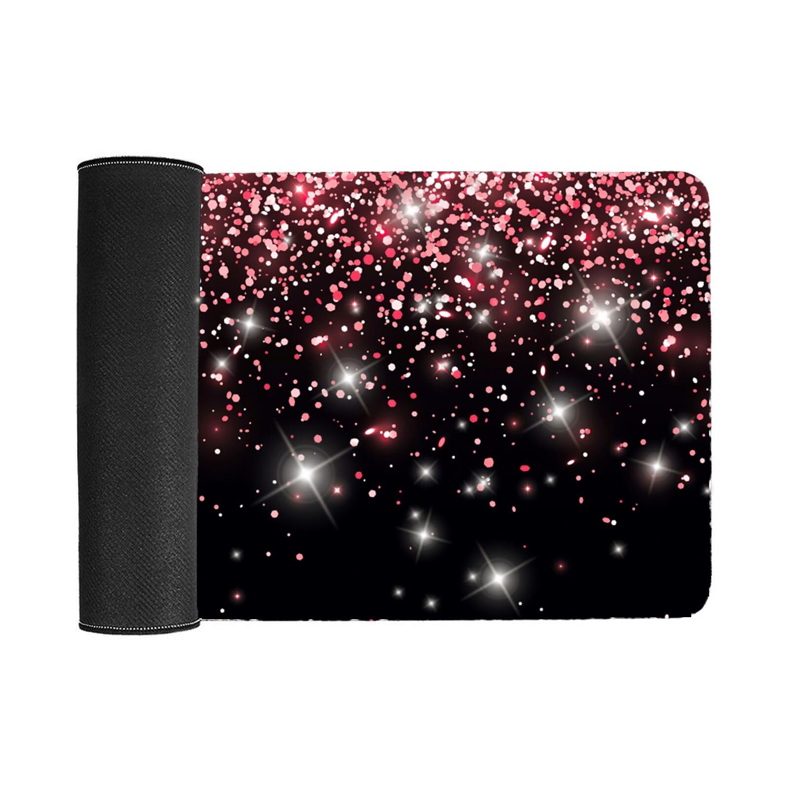 Largr Black Mousepad Bling Diamond Glitter Sparkle Rose Gold Mouse pad Black Mouse Pad, Bling Desk