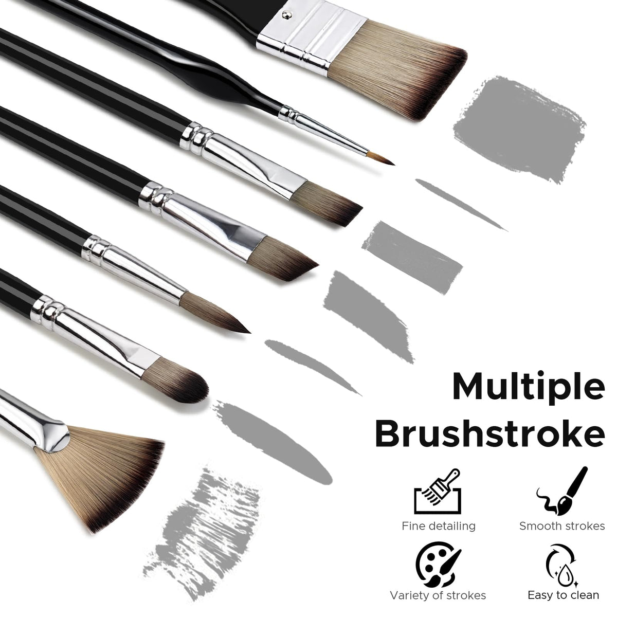 Bougimal 33 Pcs Paint Brush Set, No-Shedding Artist Paint Brushes