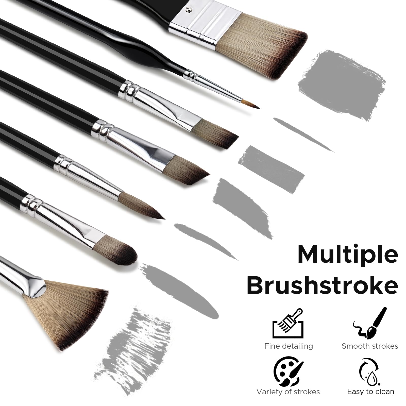 Bougimal 33 Pcs Paint Brush Set, No-Shedding Artist Paint Brushes