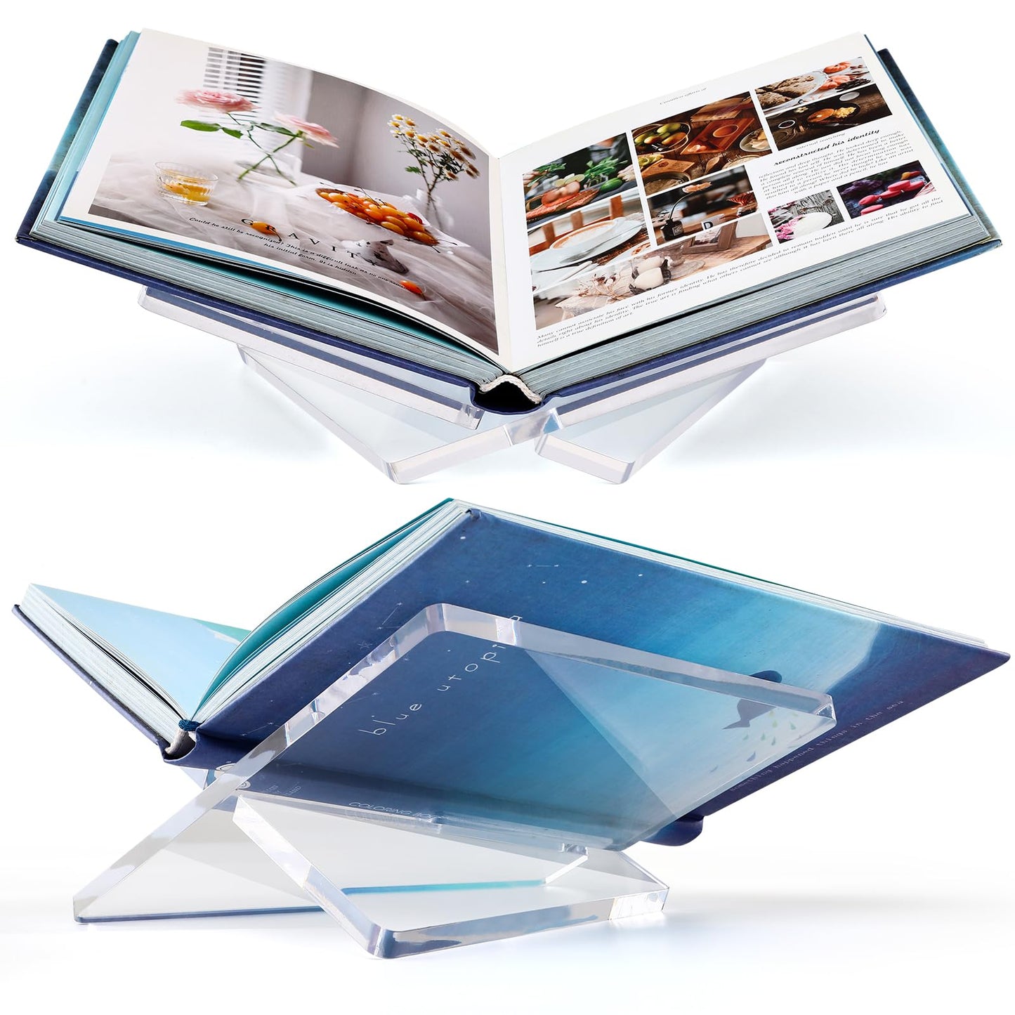 Clear Acrylic Book Stand Holder for Display and Reading 8.5" x 6.4" x 3.5"