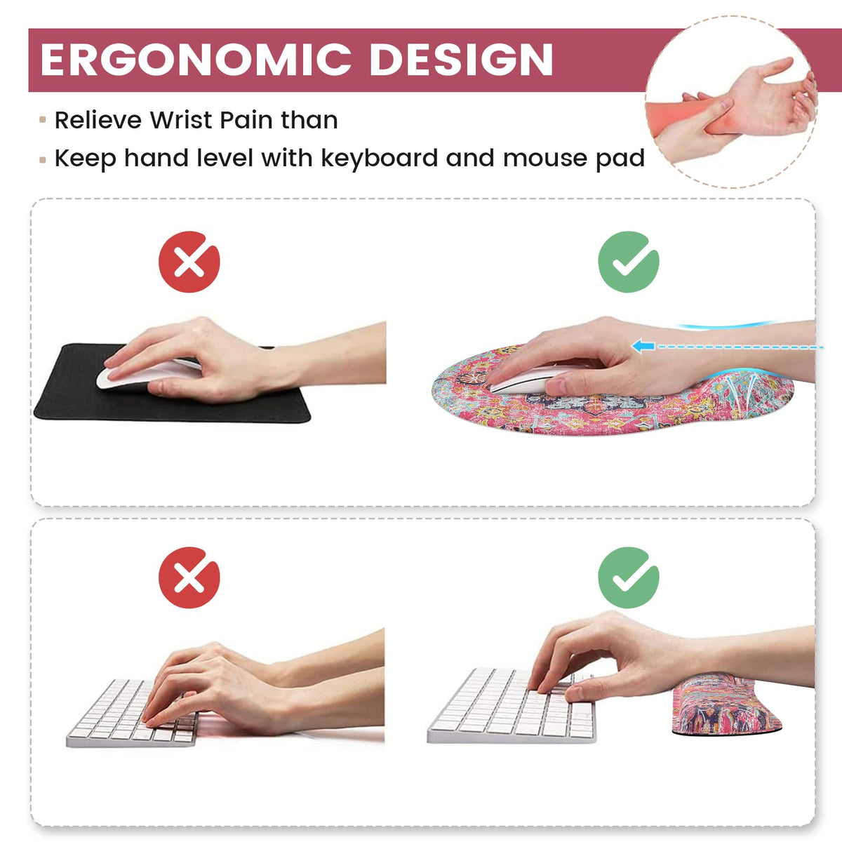 iLeadon Ergonomic Mouse Pad Set with Wrist Rest Non-Slip Desk Mat Set