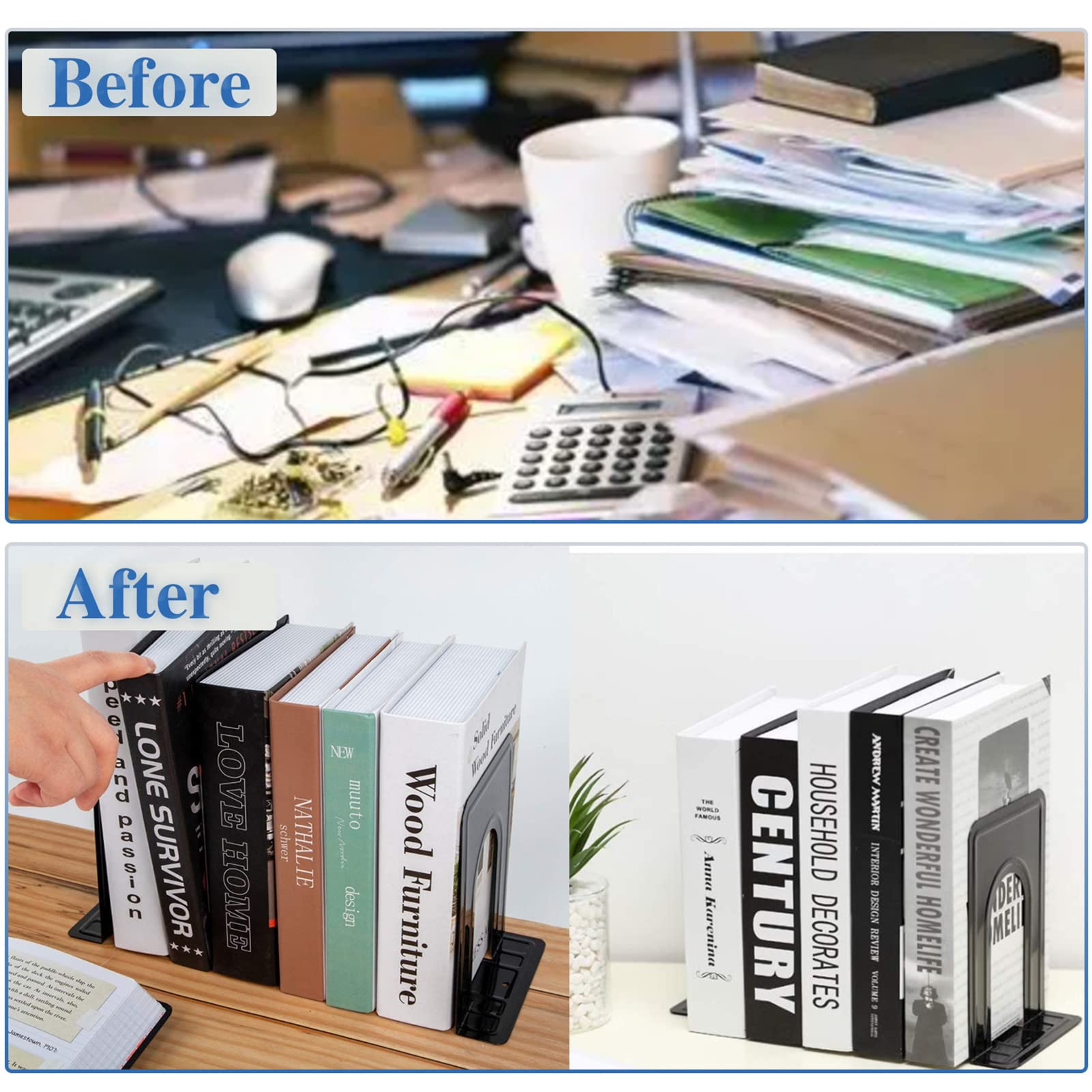 30 Pcs Metal Book Ends for Shelves, Heavy Duty Bookends for Office Home Kitchen Decorative, Nonskid