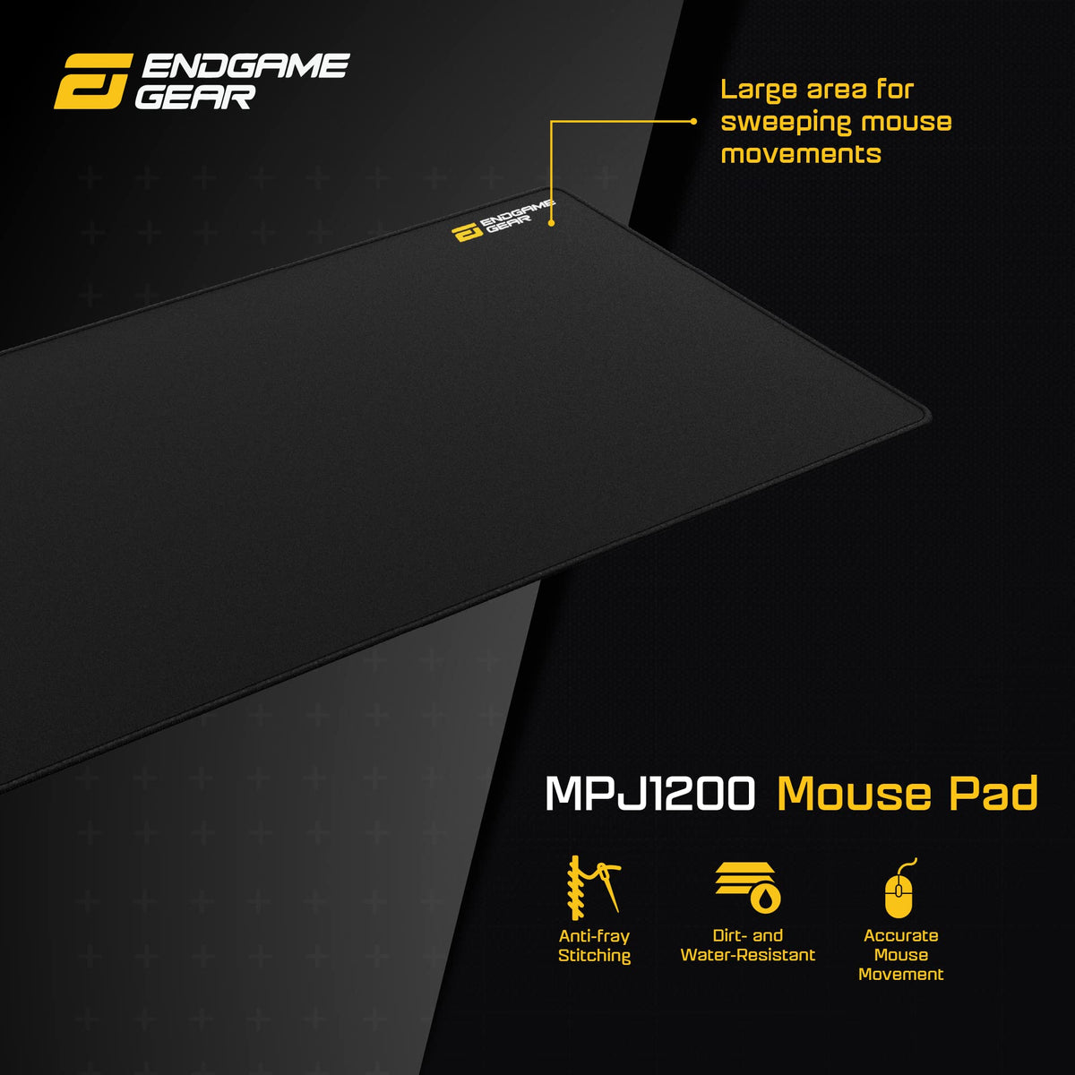 ENDGAME GEAR MPJ 1200 Desk-Mat Gaming Mouse Pad, Nonslip Desk Pad, Size 47.2" x 23.6", Black