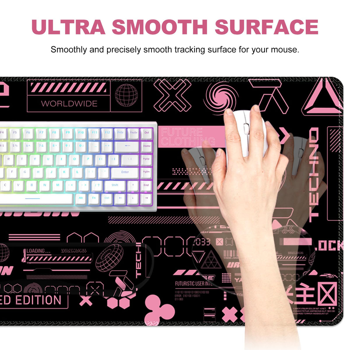 Lauspuck Large Mouse pad for Desk, Computer Desk Mat, XXL Keyboard Mousepad with Wrist Rest, Easy