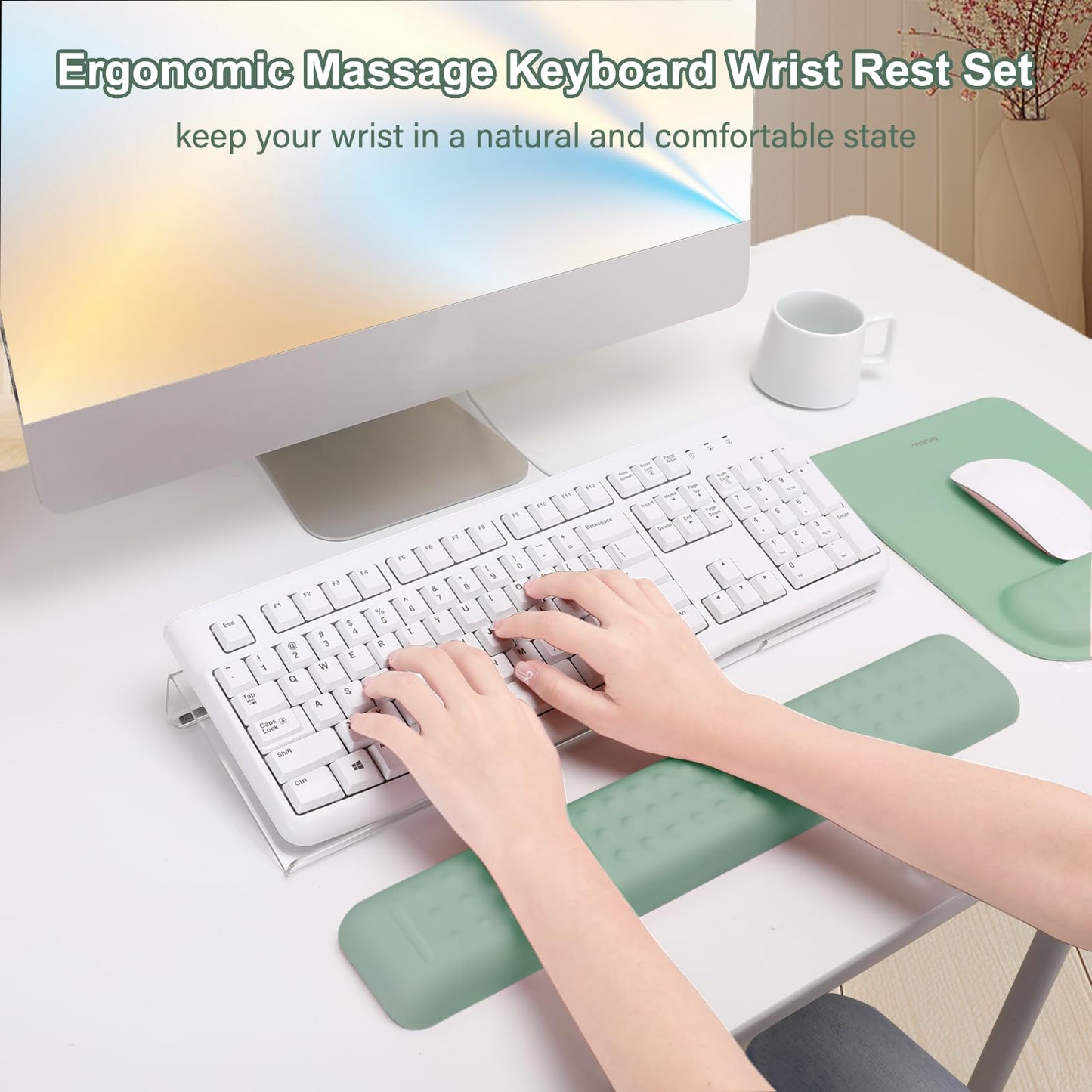 MOSISO Keyboard Stand&Wrist Rest Support for Keyboard &Mouse Pad Set