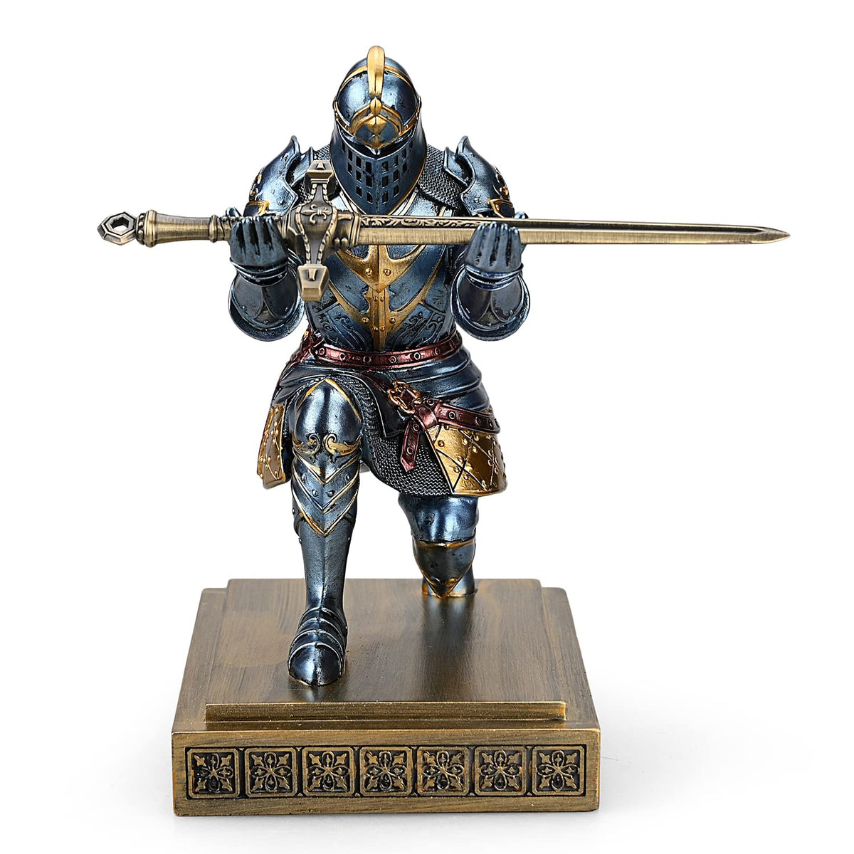 King's Guard Knight Pen Holder with a Letter Opener Desk Organizers Blue