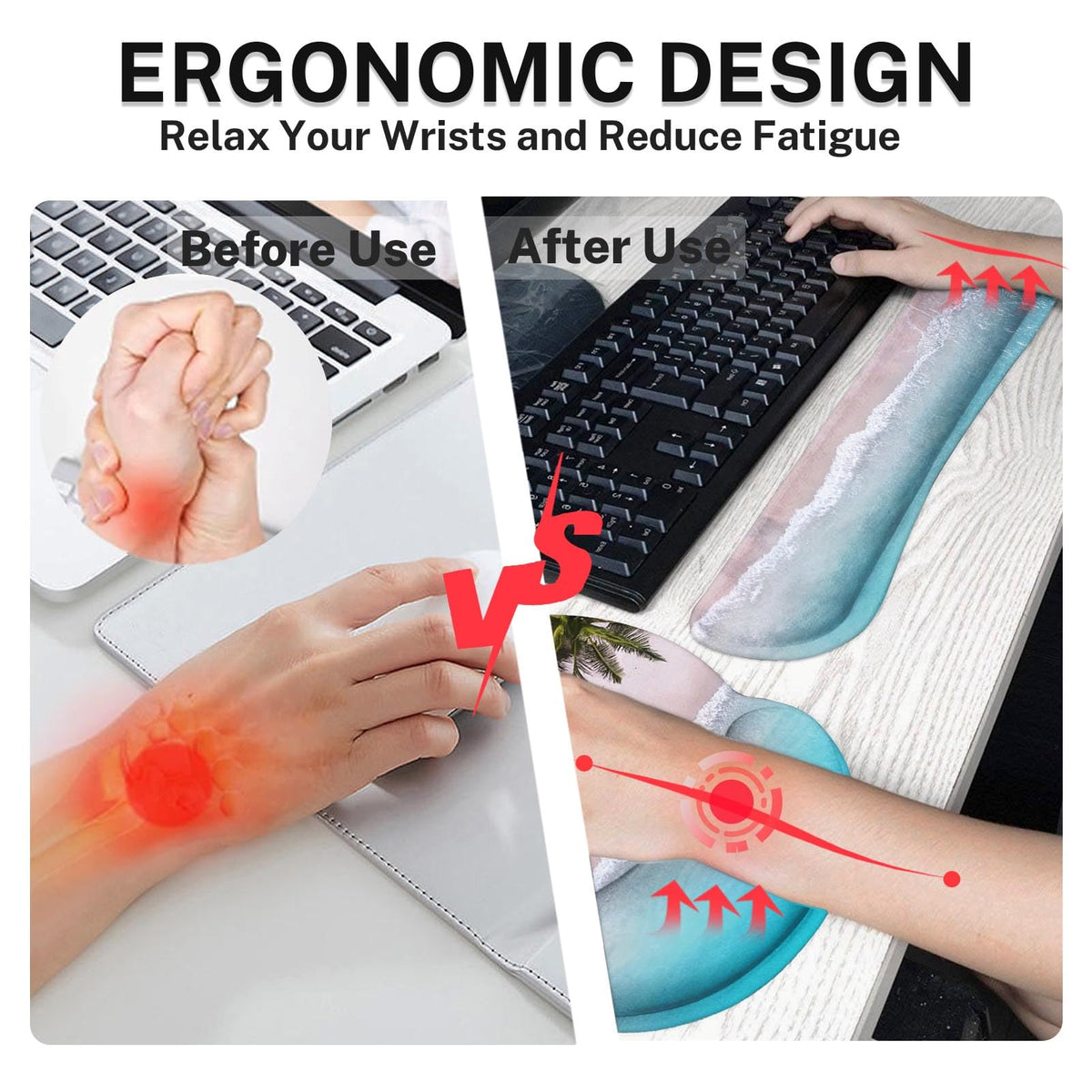 Britimes Ergonomic Mouse Pad Set with Wrist Rest, Ocean Blue