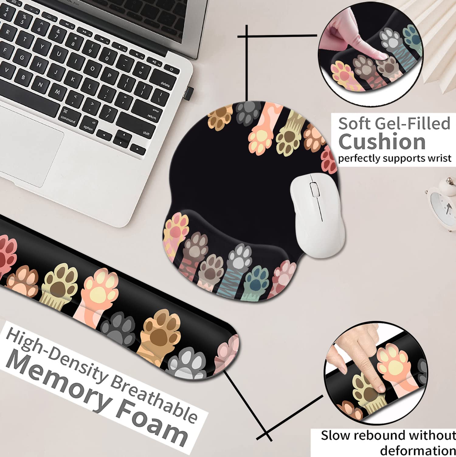 Ergonomic Mouse Pad with Wrist Support Gel Mouse Pad, Non-Slip Laptop Computer Keyboard Mousepad