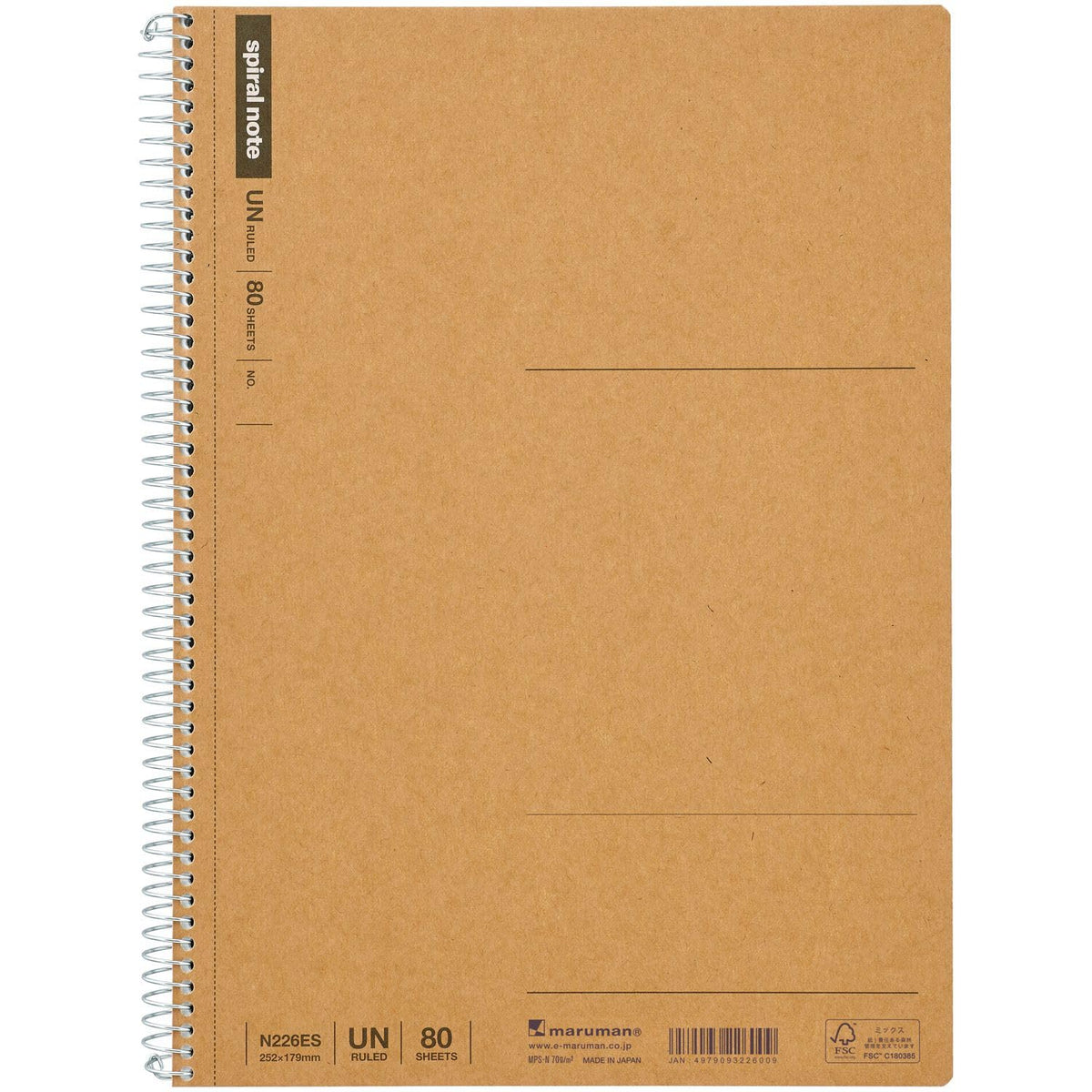 Maruman Spiral Note Basic Notebook, 160 Pages, B5, Unruled