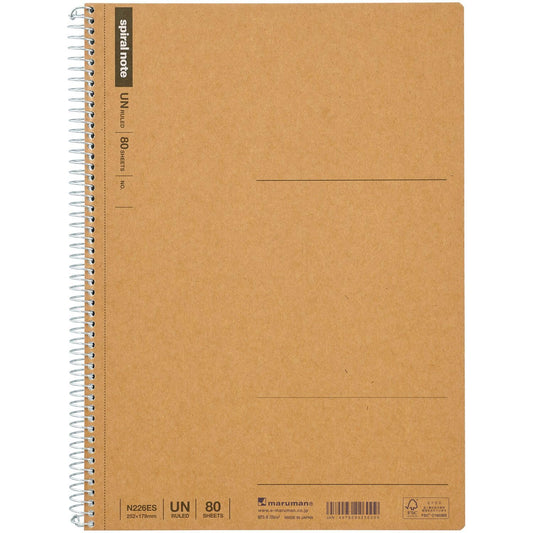 Maruman Spiral Note Basic Notebook, 160 Pages, B5, Unruled