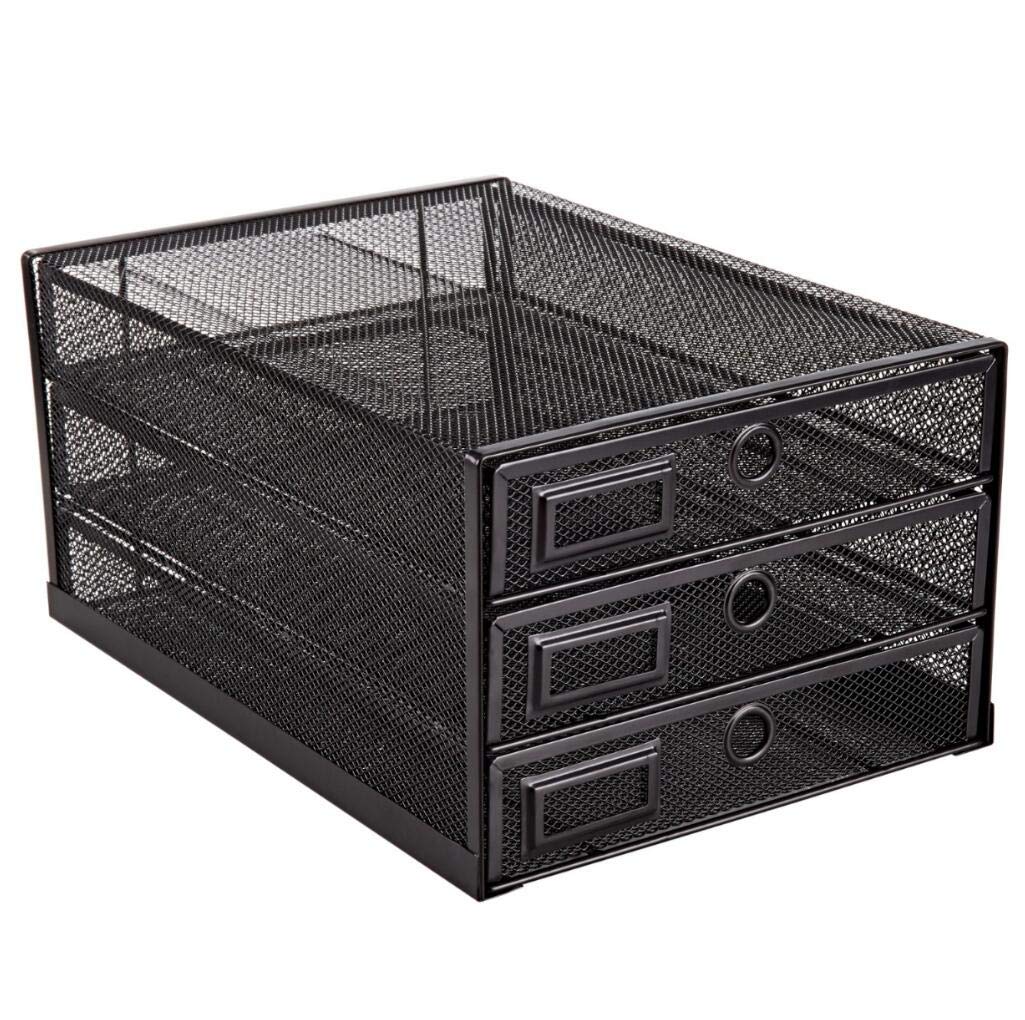 Annova Desk Organizer Wire Mesh 3 Tier Sliding Drawers Paper Sorter/Multifunctional/Premium Solid