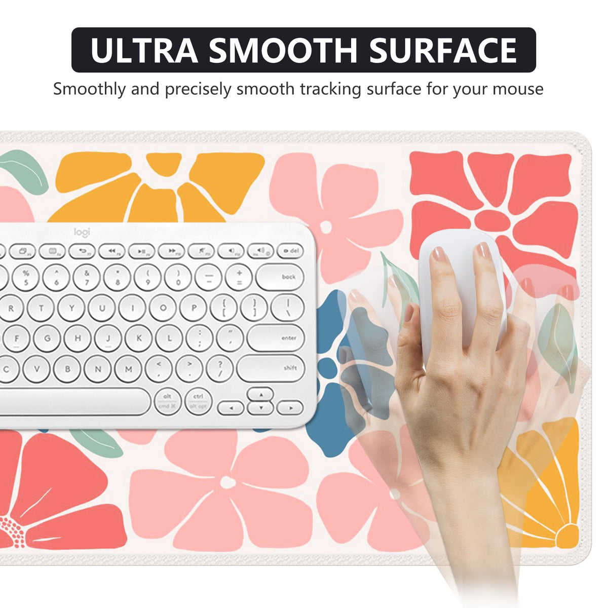 iCasso Desk Mat, Desk Matt for Desktop, Cute Desk Pad Mat, Colorful Flower