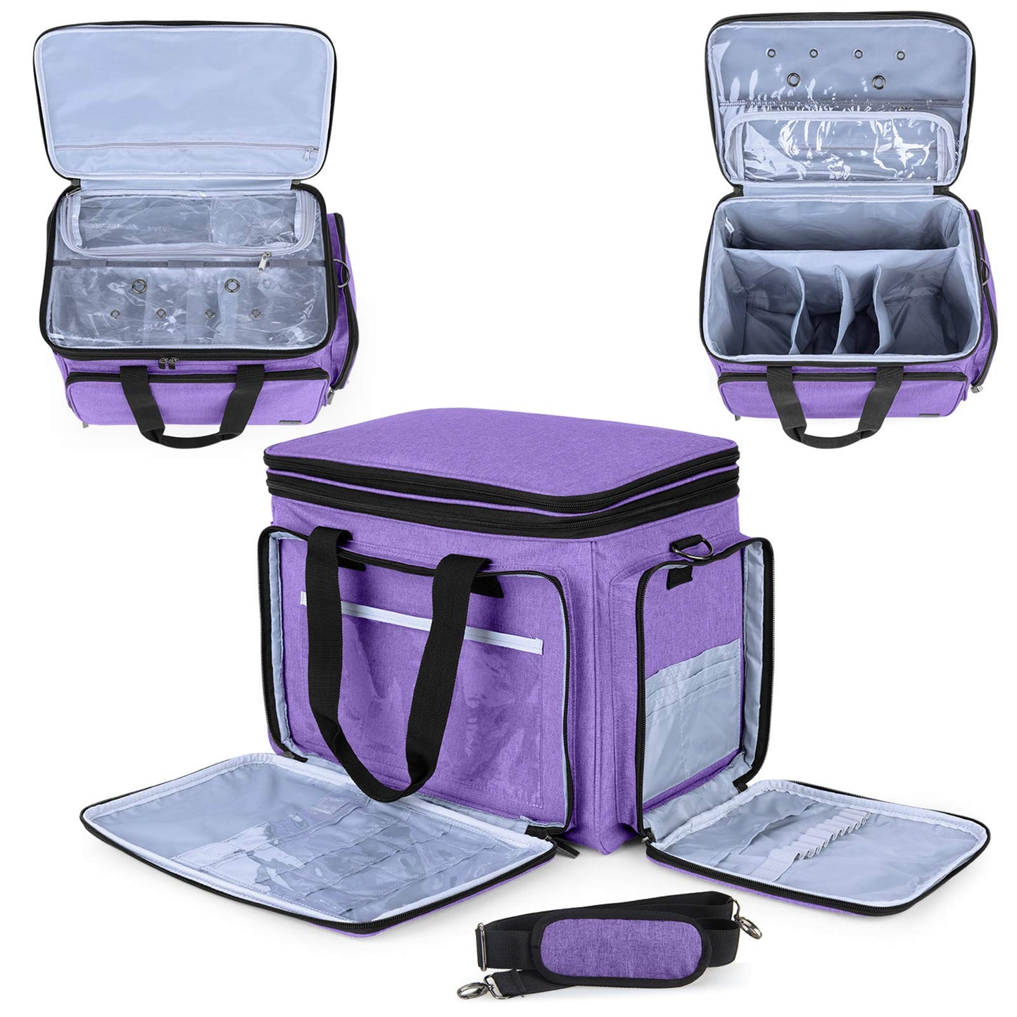 LUXJA Portable Yarn Knitting Storage Tote Bag, Purple
