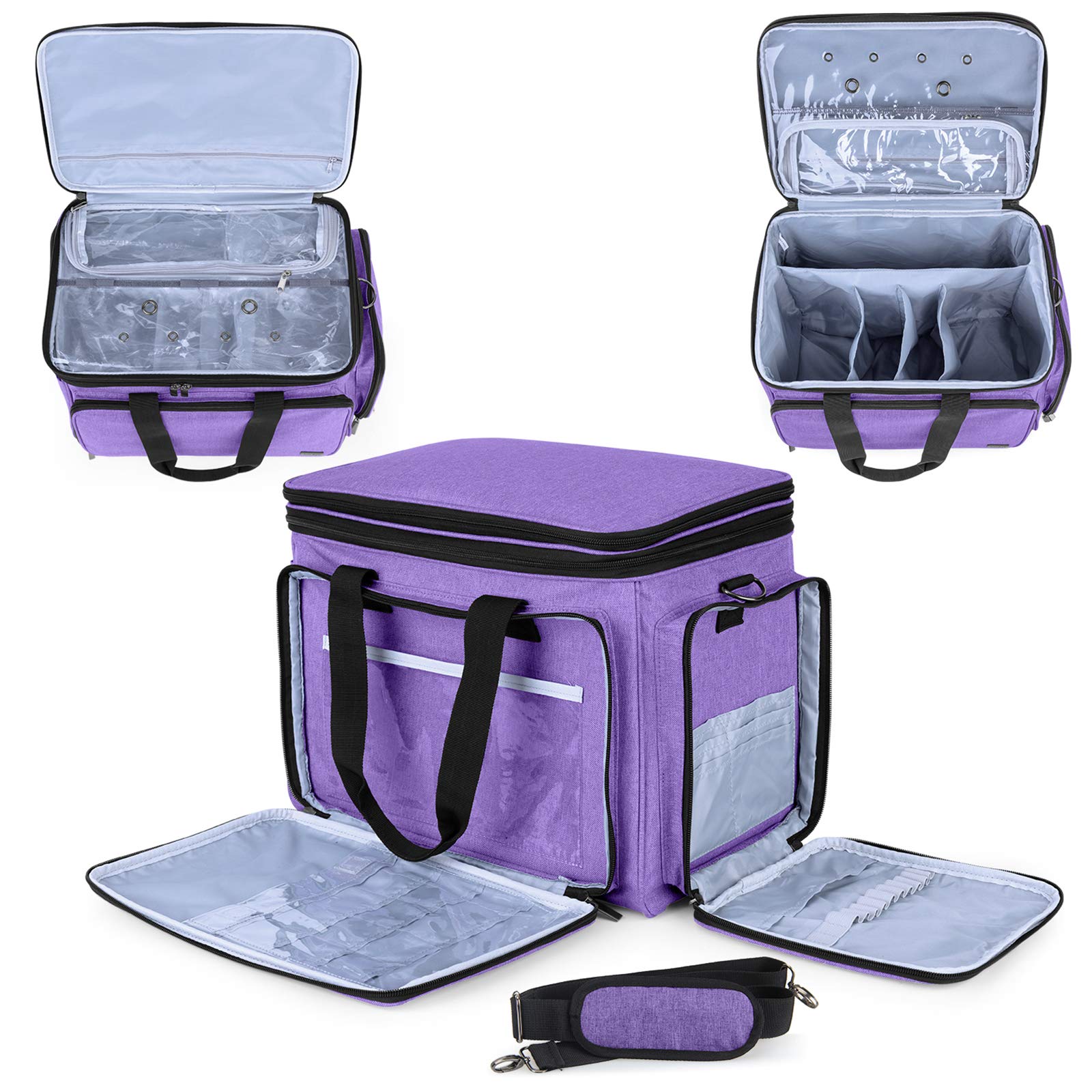 LUXJA Portable Yarn Knitting Storage Tote Bag, Purple