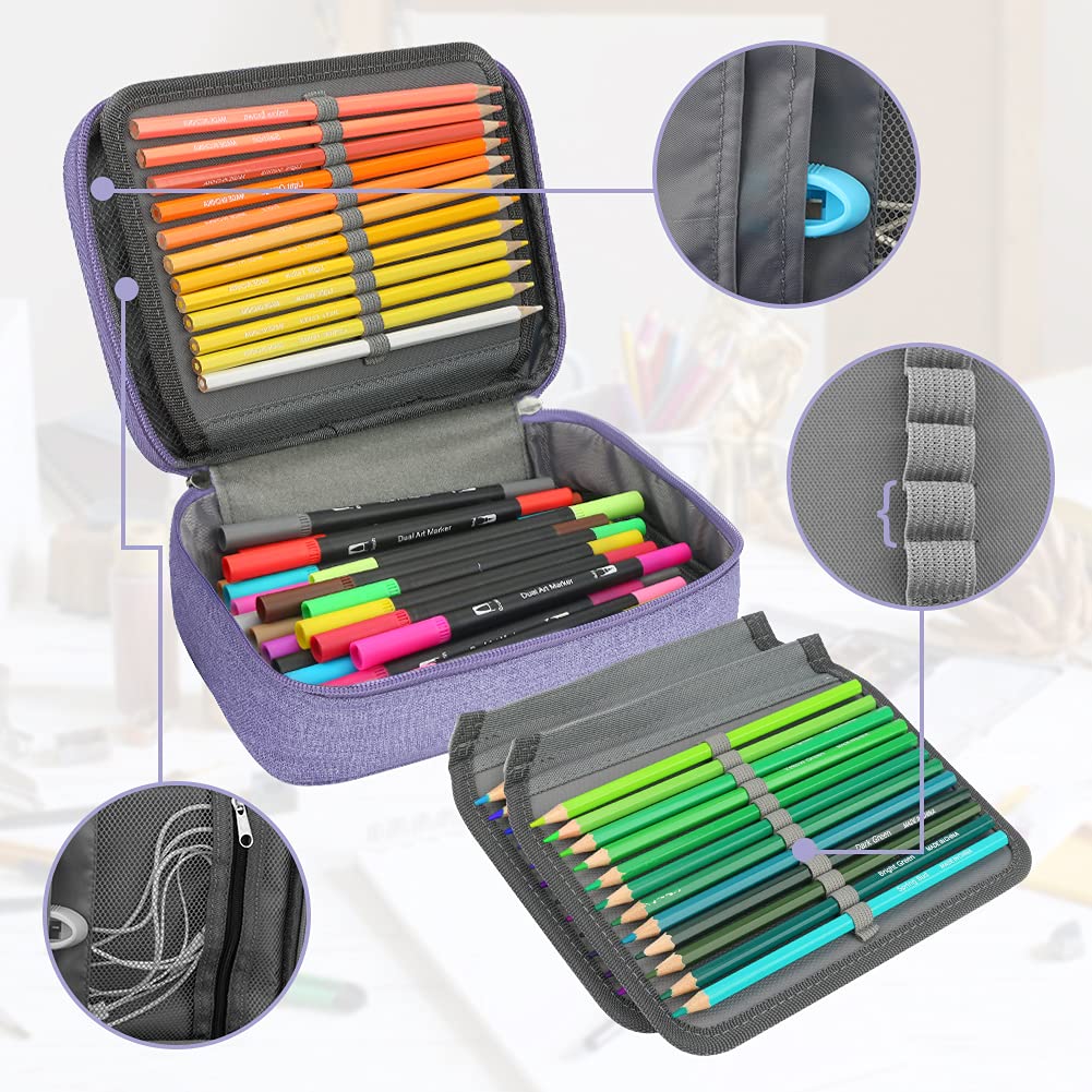 Number-one Large Capacity Pencil Case, 72 Slots Colored Pencil Pouch Bag Portable Pencil Holder