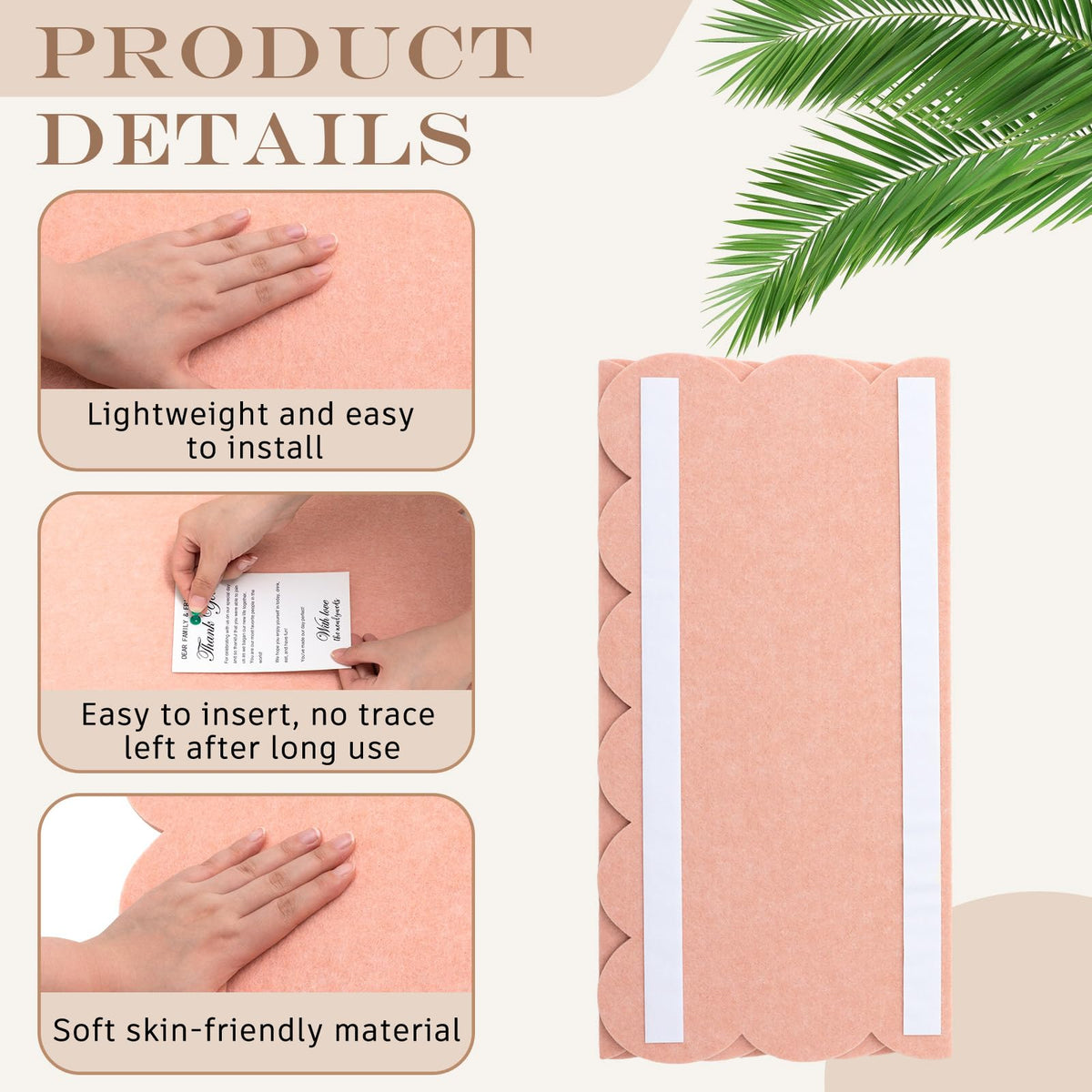 Mooliwe Scalloped Felt Bulletin Cork Board Foldable Light Pink 24 * 18 Inch