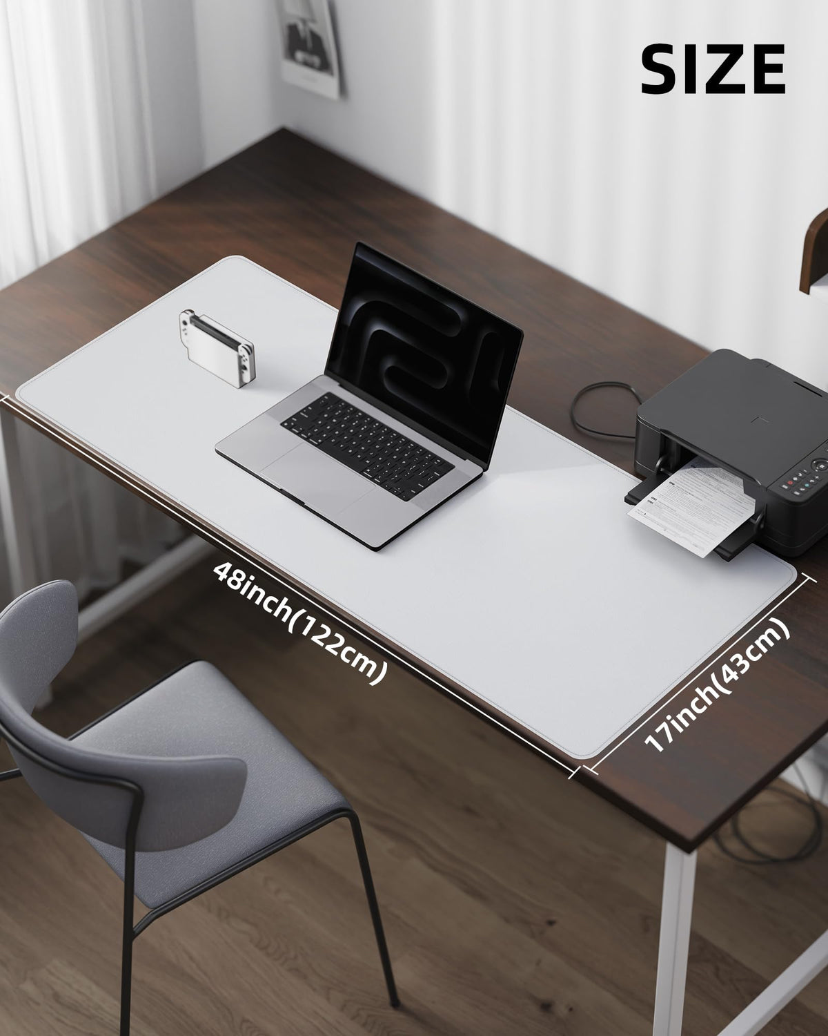 Leather Desk Pad Protector- 48" x 17" Office Desk Mat, Non-Slip PU Leather Mouse Pad, Waterproof