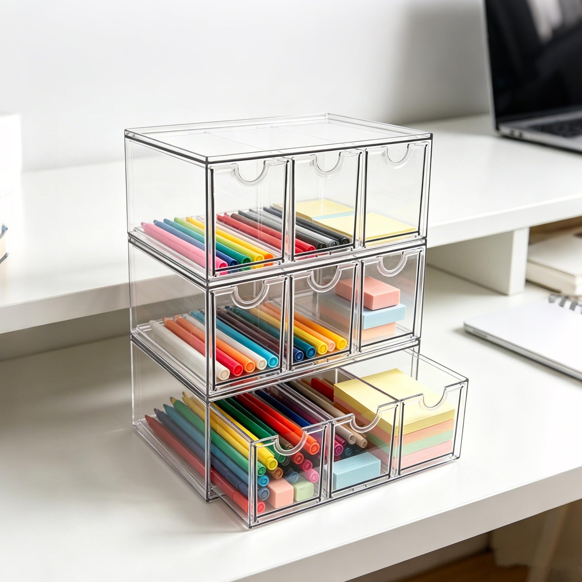 Prsildan Craft Art Supply Organizer Stackable Storage Drawer with 9 Drawers