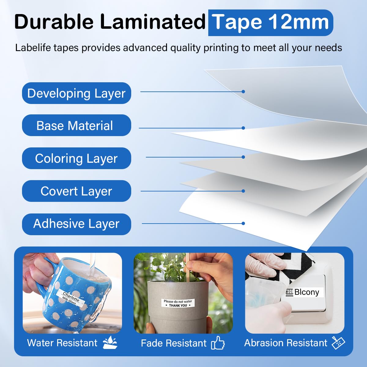 TZe-231 12mm 0.47 Label Maker Tape Replace for Brother P Touch Label Tape