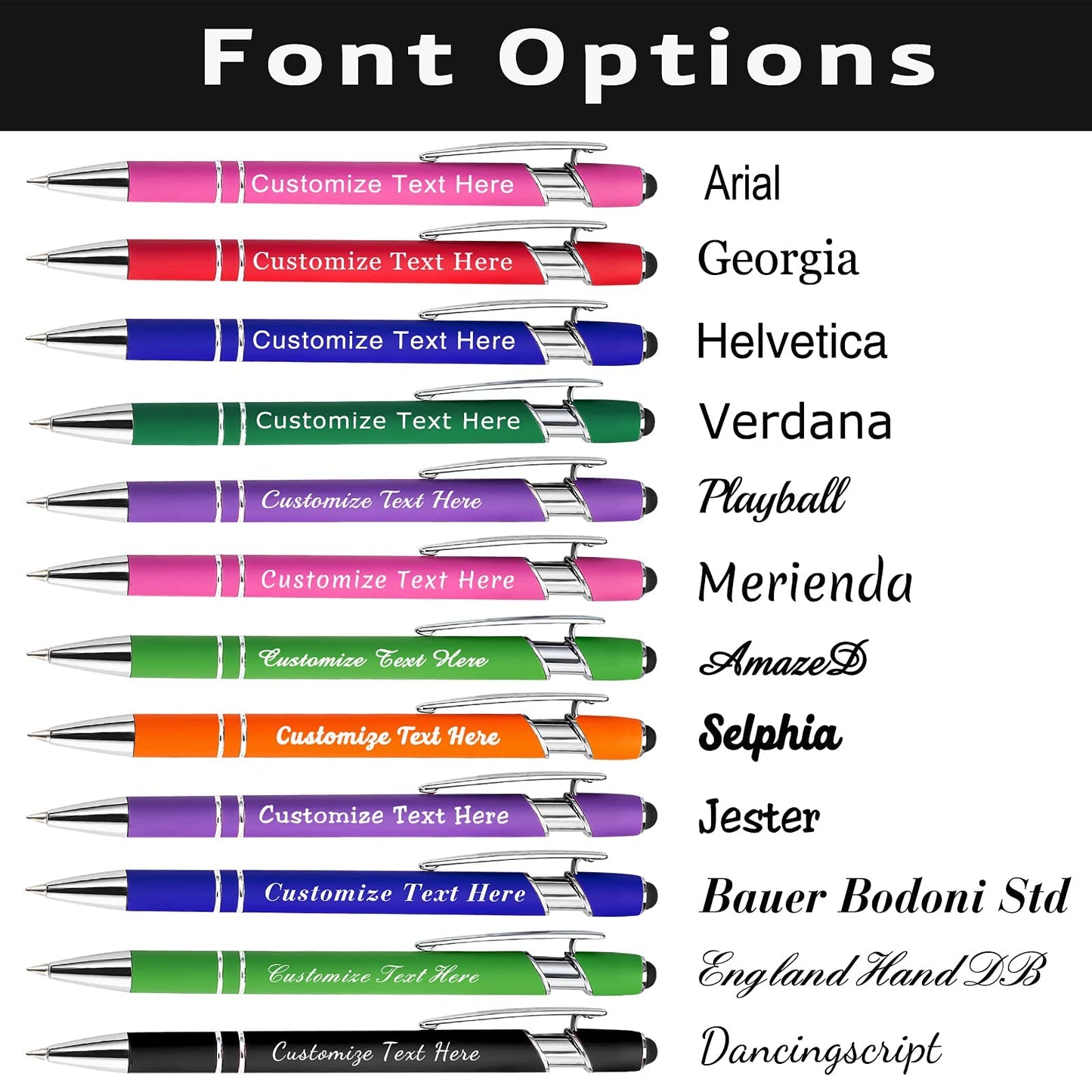 MOUZYLCASE 12 Pcs Personalized Pens Custom Ballpoint Pens with Name Logo Customized Ink Pens with