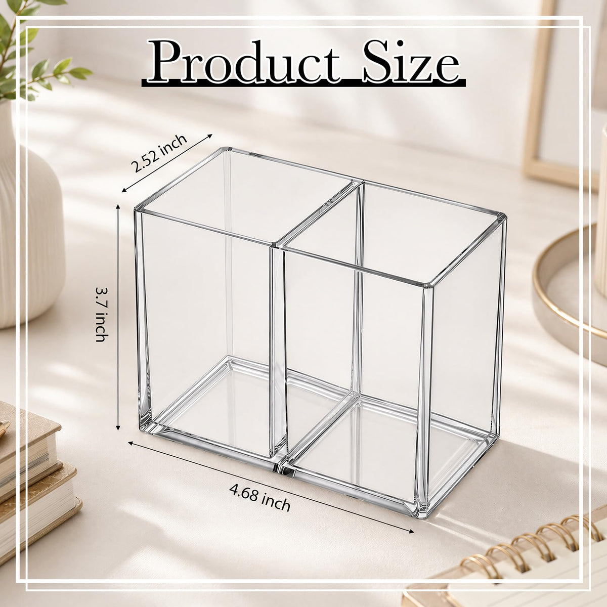 Gejoy 20 Pcs Acrylic Pencil Pen Holder for Desk, Clear 2 Compartment