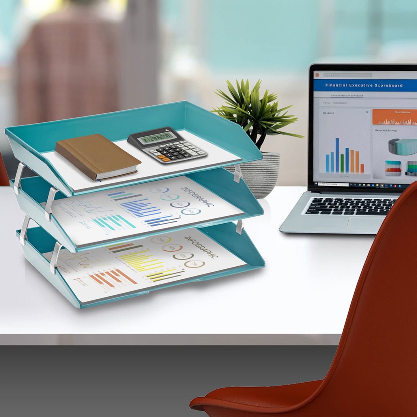 Acrimet Facility 3 Tier Letter Tray, Side Load, Letter Size/A4, Desktop File Organizer, Plastic