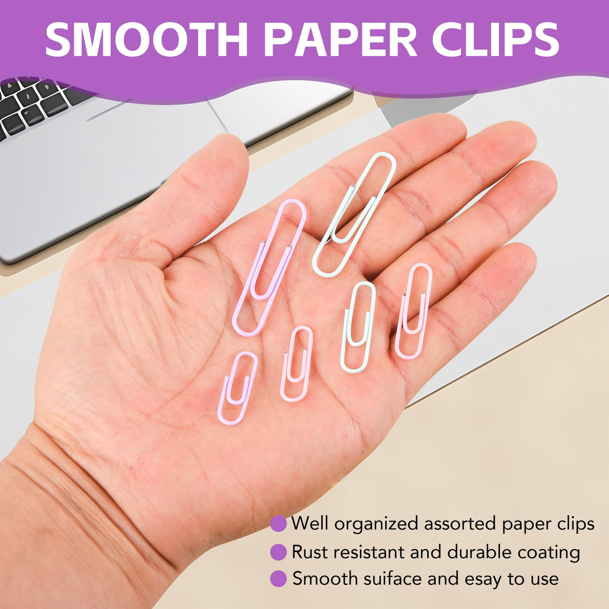 400PCS Pink Paper Clips and Binder Clips Assorted Sizes