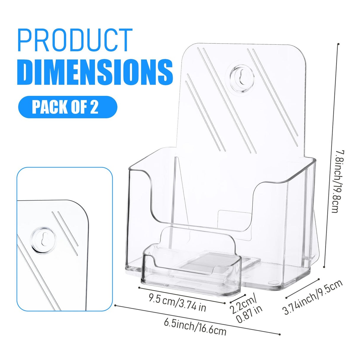 Remerry 2 Set 6.5 Inch Acrylic Brochure Holder with Business Card Pocket