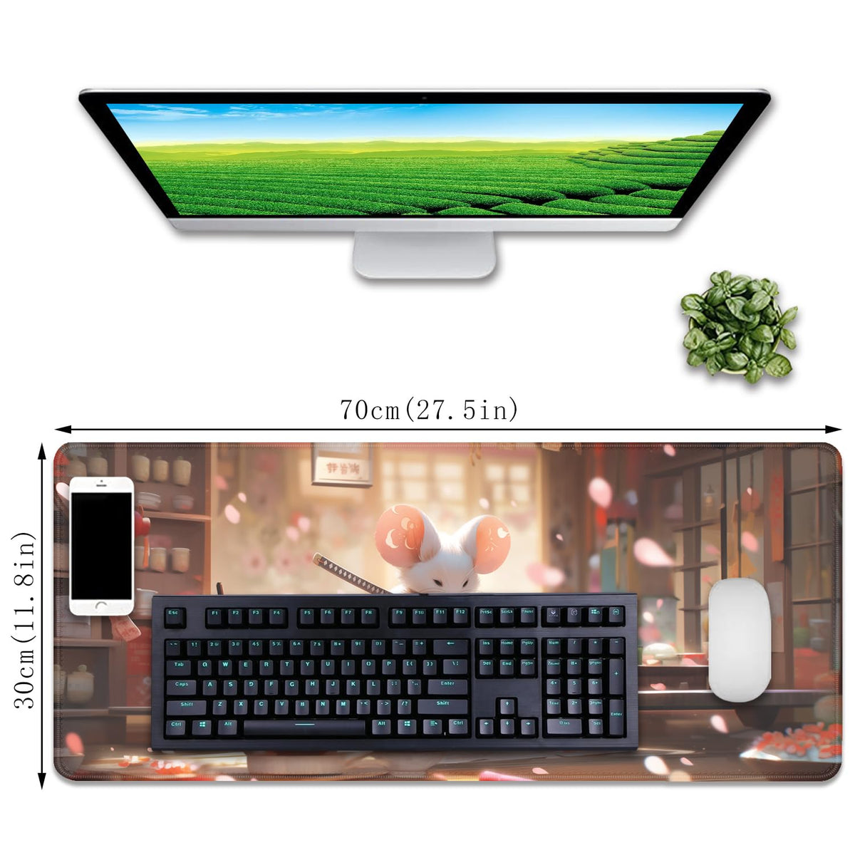 Mouse Pad for Laptop Funny Long Mouse Pad Desk Mat,Japanese Big Mousepad