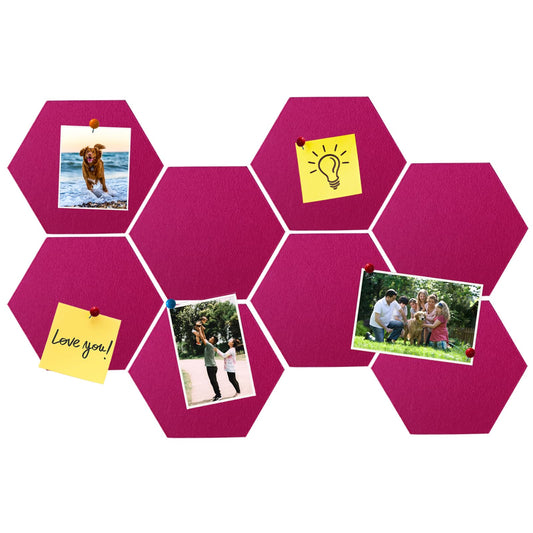 HULAVO 8 Pcs Hexagon Felt Cork Bulletin Board Tiles, Self Adhesive DIY Bulletin Board Pin Board for