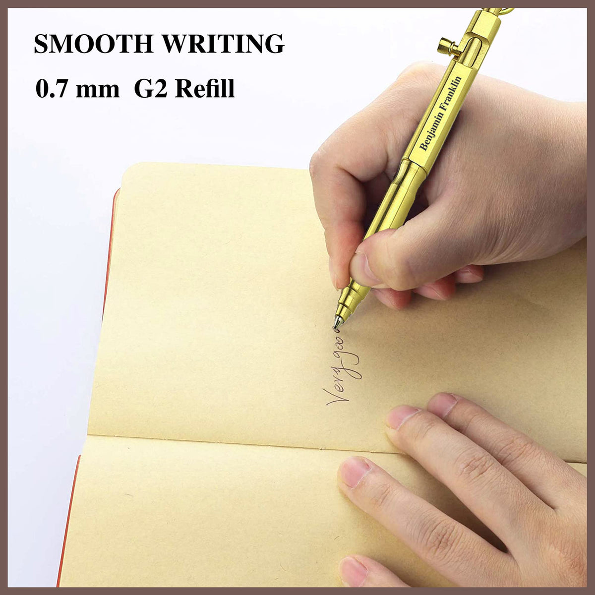 Auchic Personalized Bolt Action Pen Gift Set Free Engraved Customed Pocket EDC Brass Ballpoint Pen