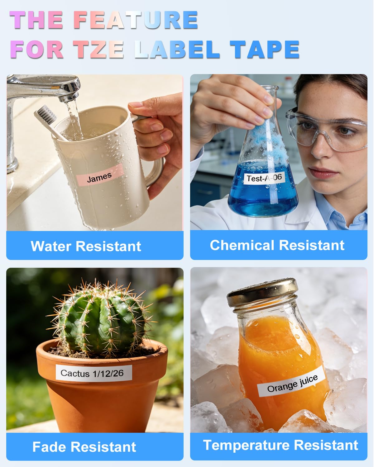 Replace for Brother P Touch Label Maker Tape Refill 12mm 0.47 TZe Ribbon