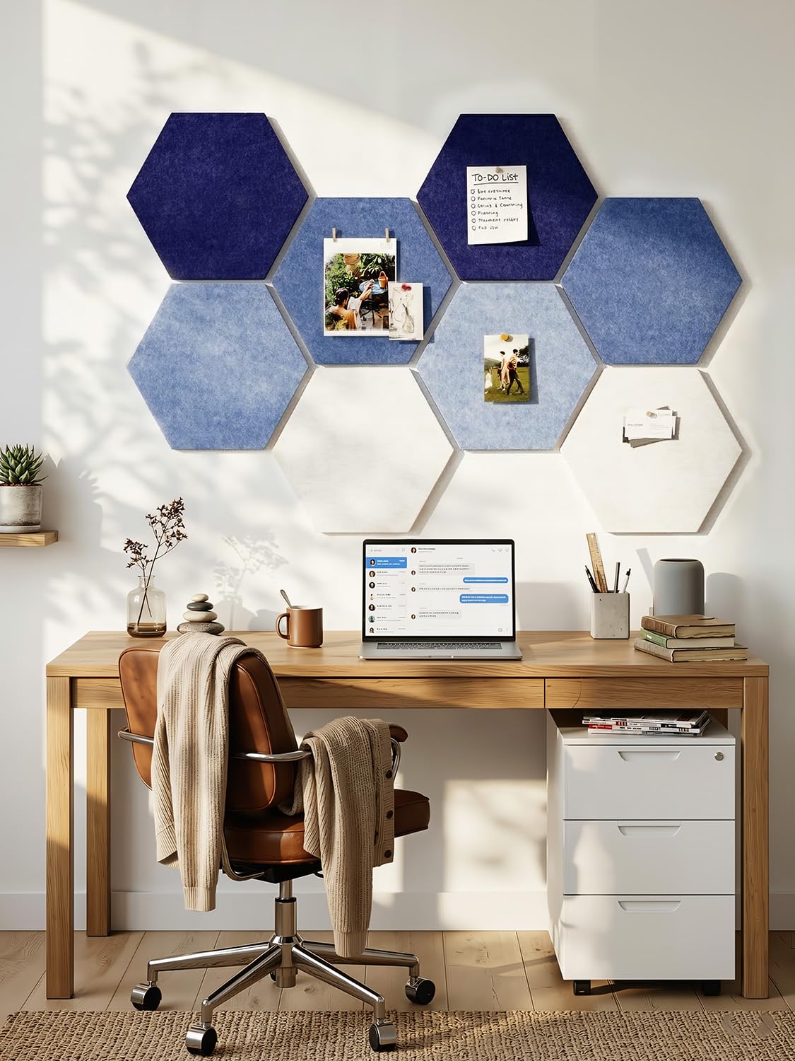 Uoisaiko 8-Pack Hexagon Felt Bulletin Board Tiles, Cork Board Alternative