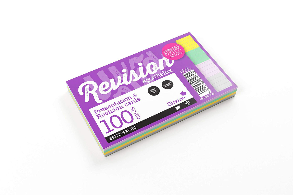Luxpad Revision 5x3" Flash Cards - Lined (100 Cards) Assorted Colours