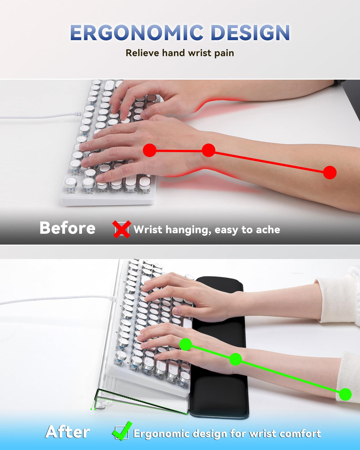 Adjustable Computer Keyboard Stand for Desktop, Keyboard Wrist Rest(Clear)