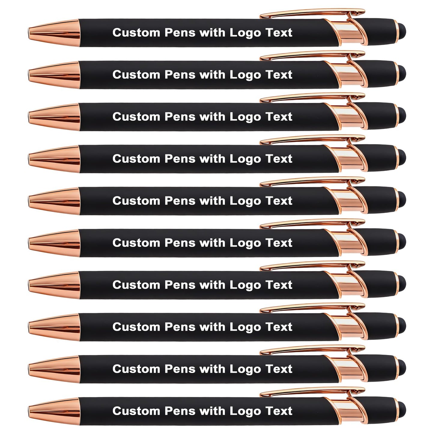 HEYZARDA Personalized Pens Ballpoint with Stylus, Black, 10 Pcs
