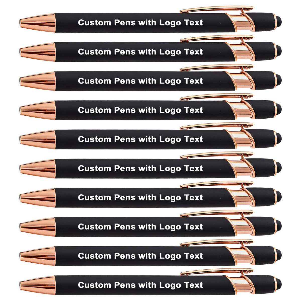 HEYZARDA Personalized Pens Ballpoint with Stylus, Black, 20 Pcs