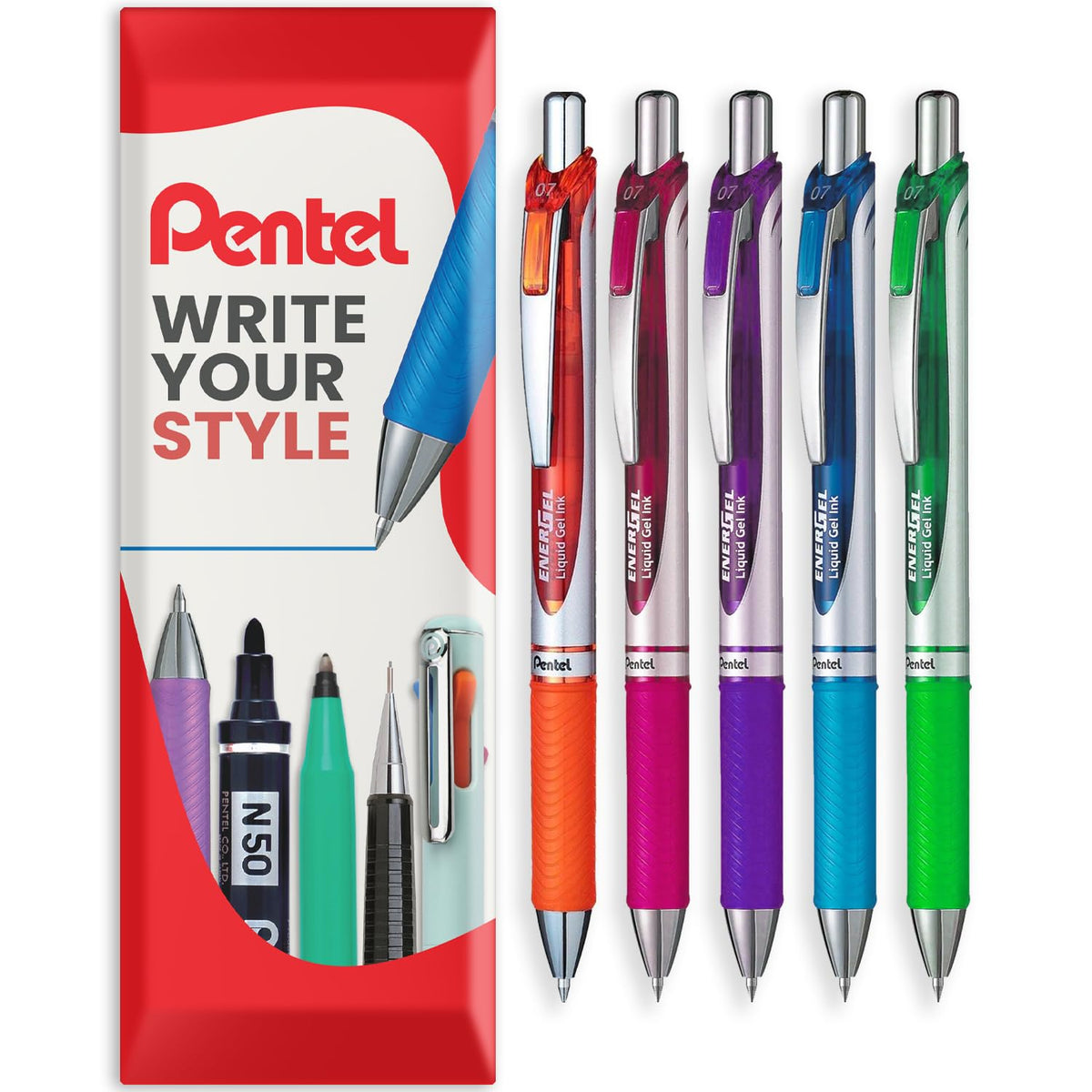 Pentel EnerGel XM BL77 - Retractable Liquid Gel Ink Pen - 0.7mm - 54% Recycled - In Envelope Gift