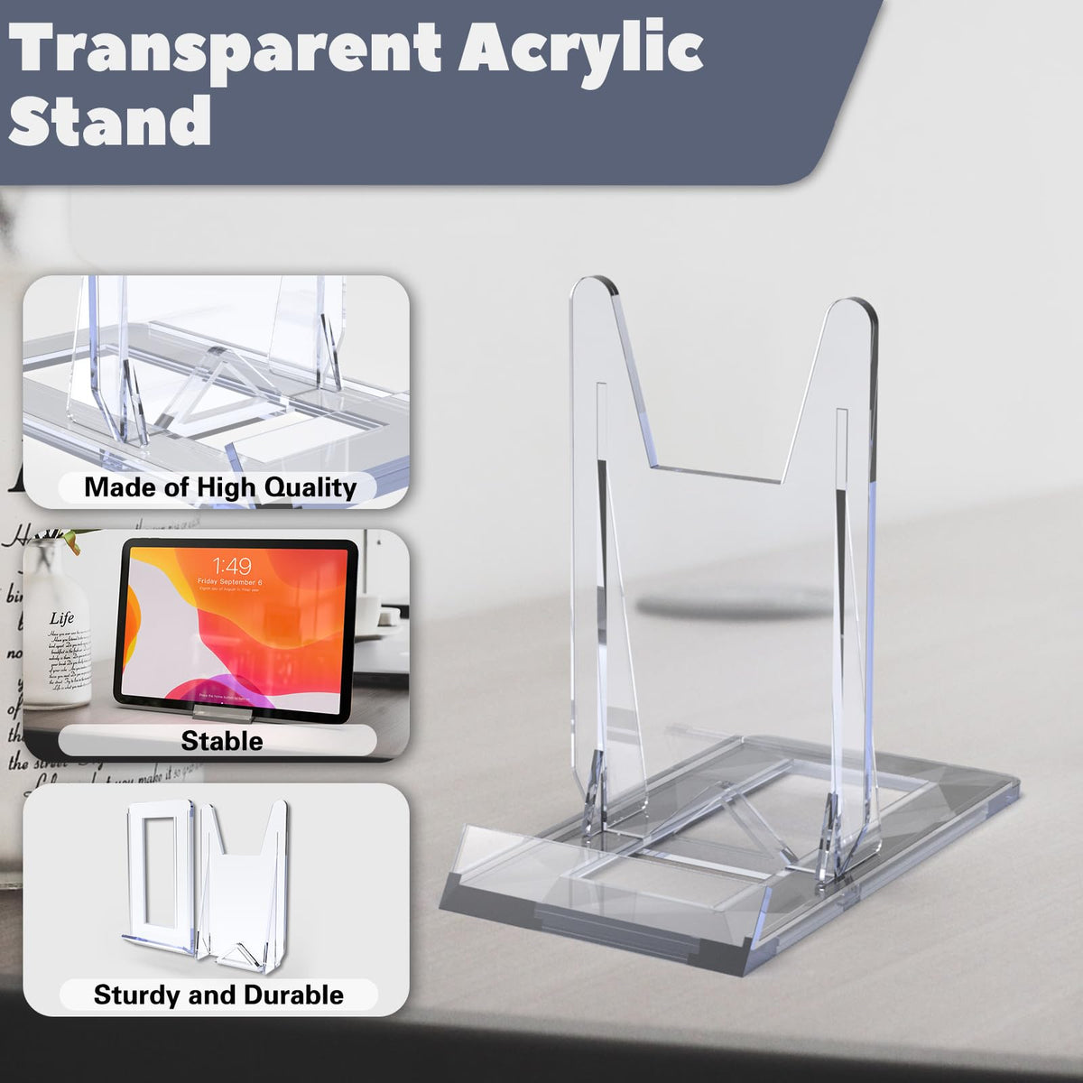 JCrunaway Acrylic Book Stands for Display, 20 Pack Adjustable DVD Display Stand Small Easels for