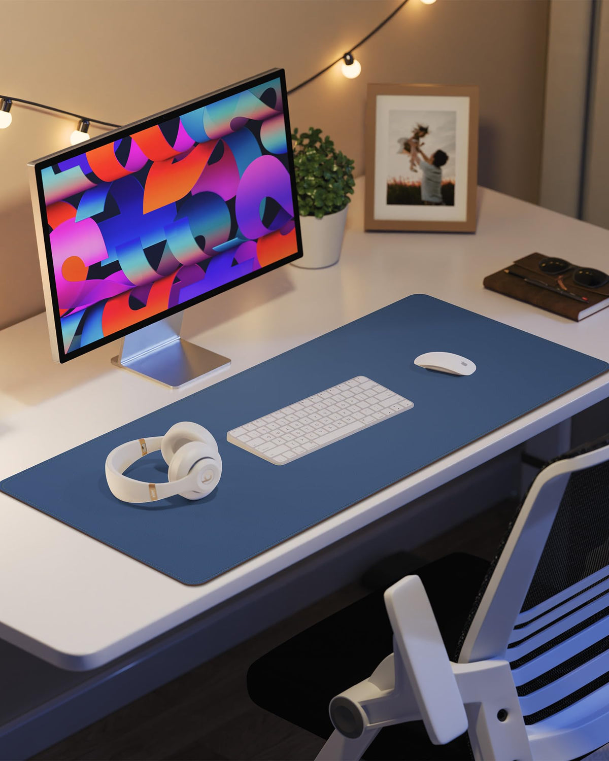 Leather Desk Pad Protector, Large Mouse Mat, Non-Slip Waterproof PU Leather Blotter, Office and