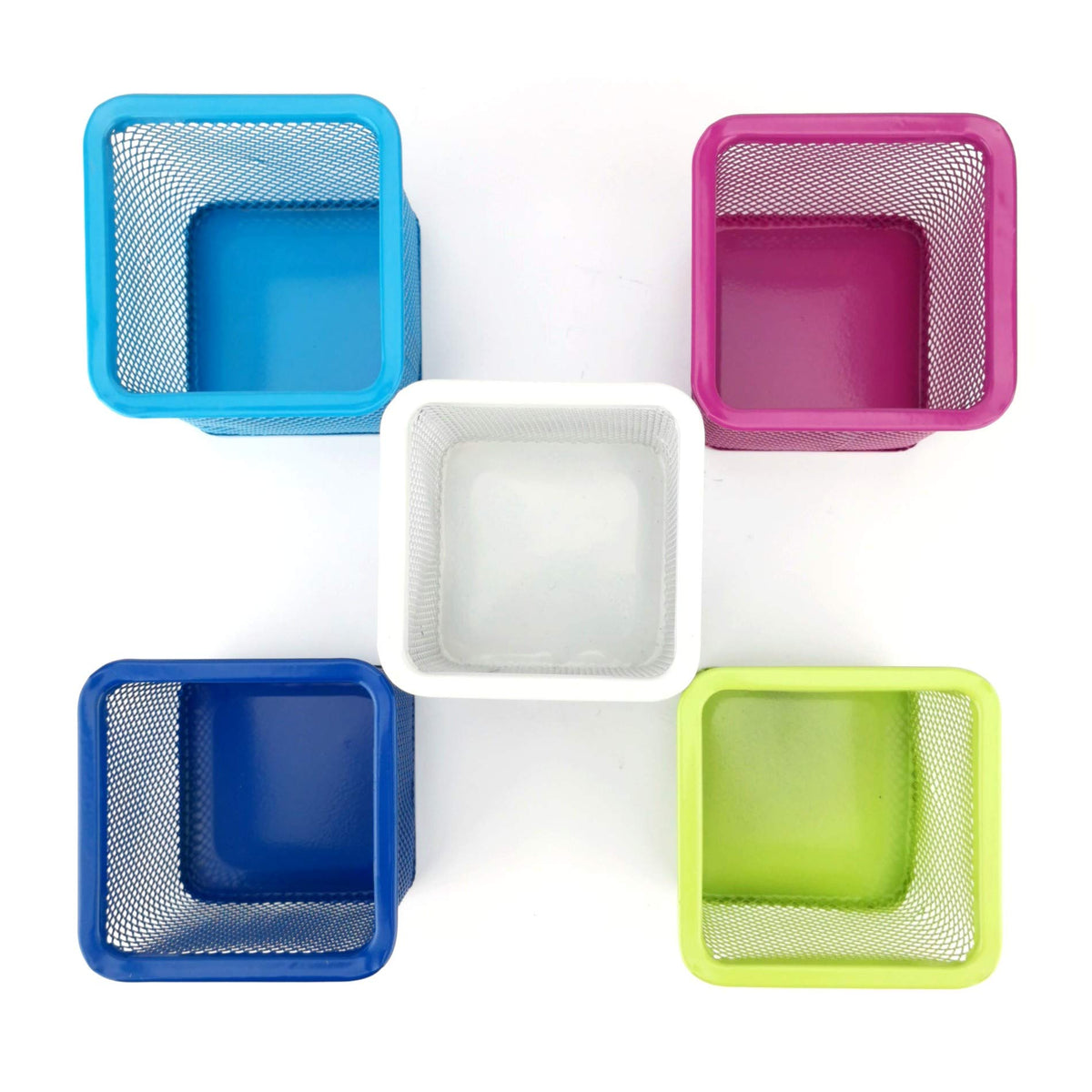 D.RECT Metal Square Pen Holder | Pen Holder Cube Made of Wire Metal | Mesh Multifunctional Cup for
