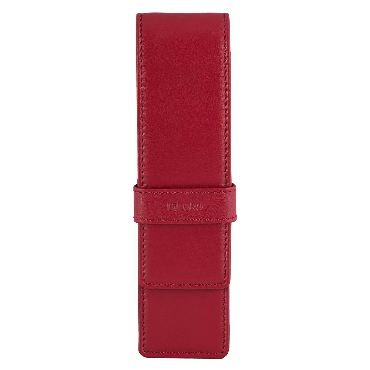 DiLoro Leather Double Pen Case Pencil Pouch Holder for Two Fountain Ballpoint Rollerball Pens and