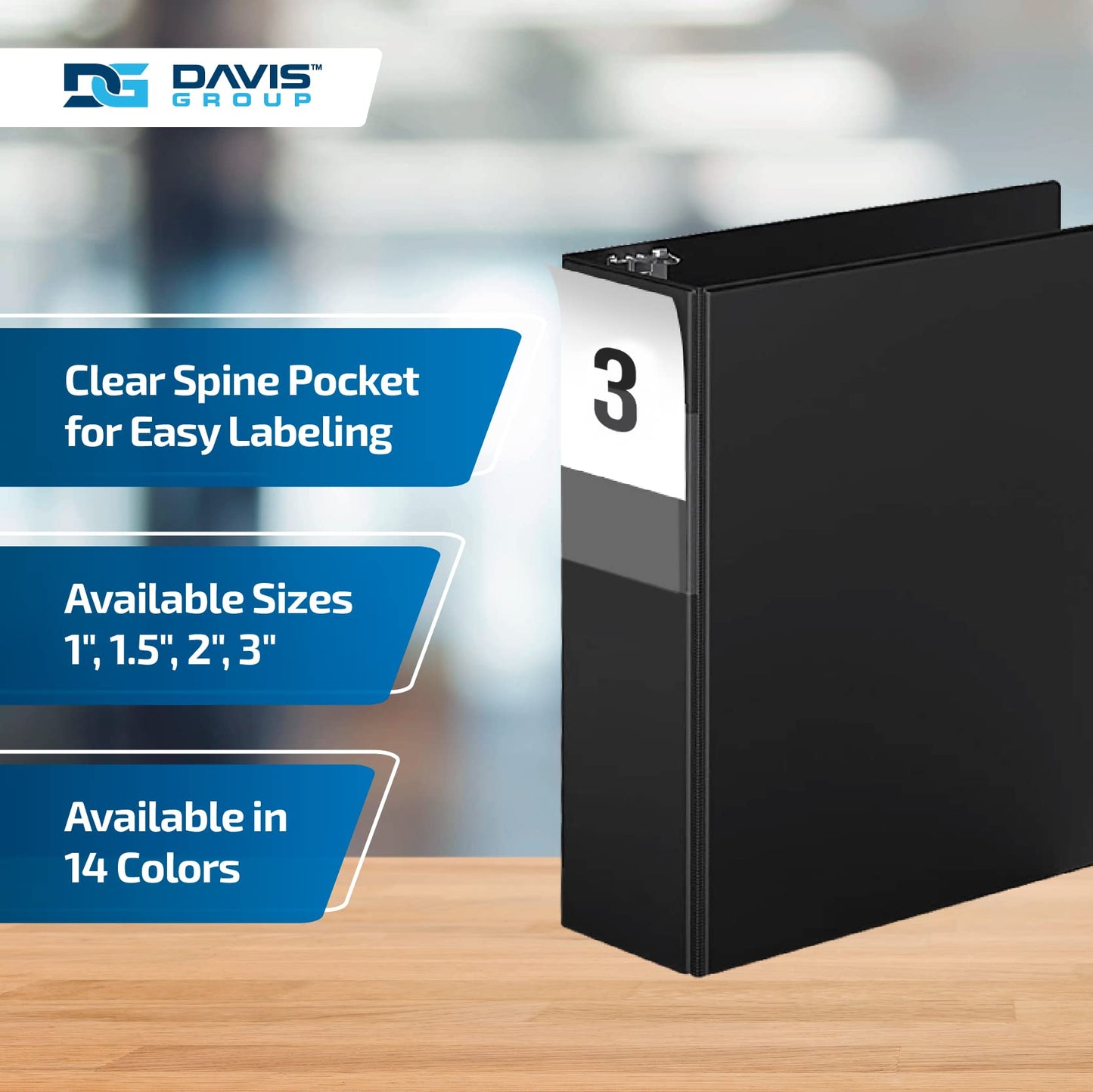 Premium Economy 3-Ring Binder, Spine Label, 3" D Rings, Black, 6 Pack