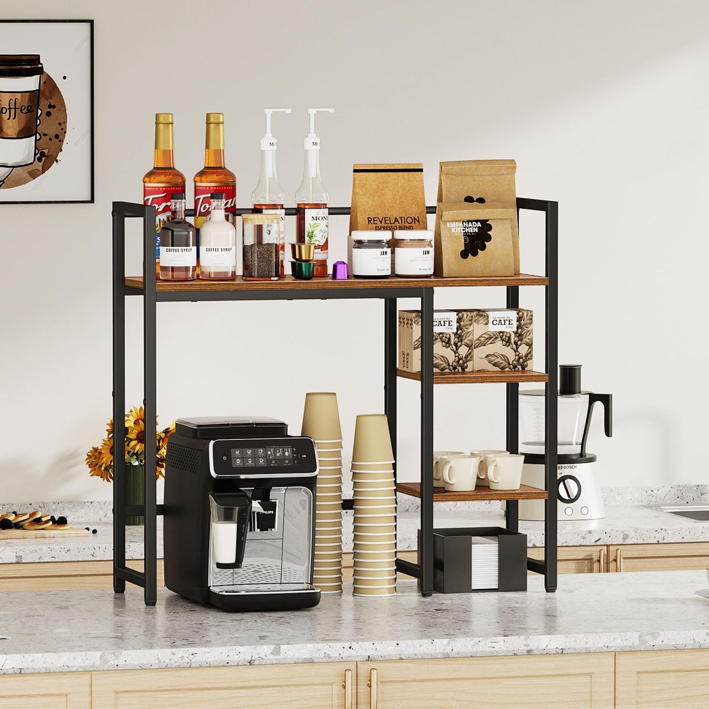 Snughome Desk Shelf, 31.9" Desktop Organizer Shelf, Desk Hutch for Computer Monitor, 4 Tier Desk