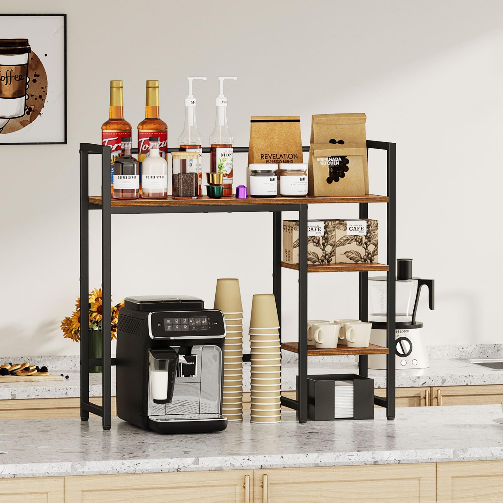 Snughome Desk Shelf, 31.9" Desktop Organizer Shelf, Desk Hutch for Computer Monitor, 4 Tier Desk