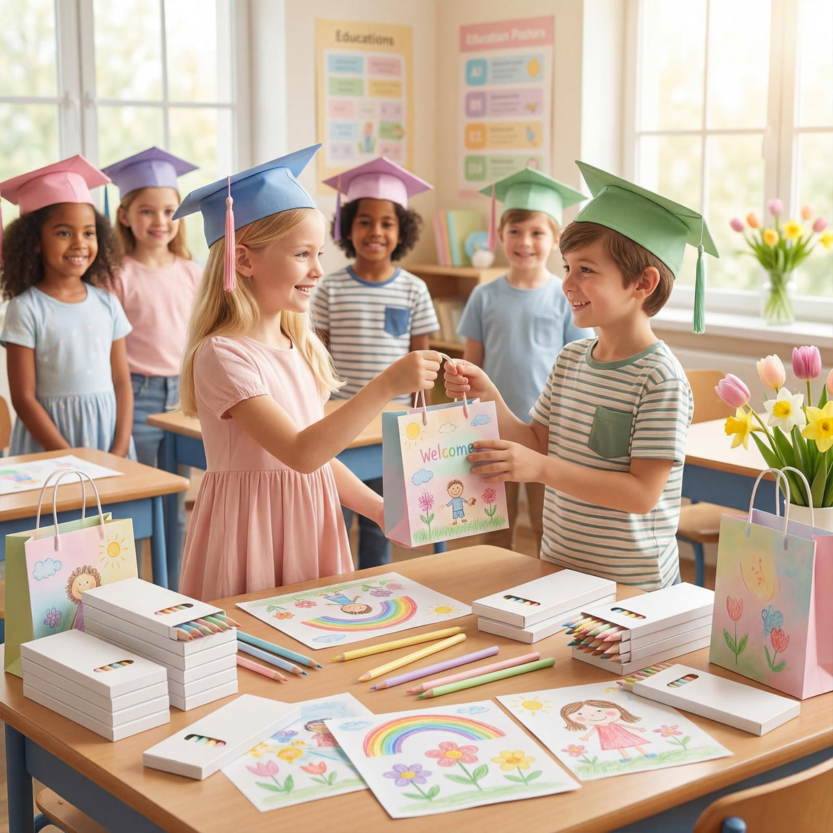 Ctosree 36 Packs Mini Colored Pencil Bulk 6 Per Box, Pastel, 3.5''